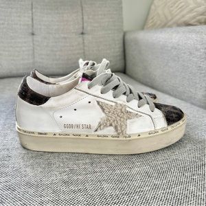 Golden Goose Hi Star Classic in Black Gold Leopard with Sherpa Inserts